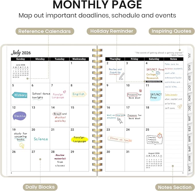 Planner 2026-2027 for Women & Men, Academic Monthly and Weekly Calendar Planner - Image 2