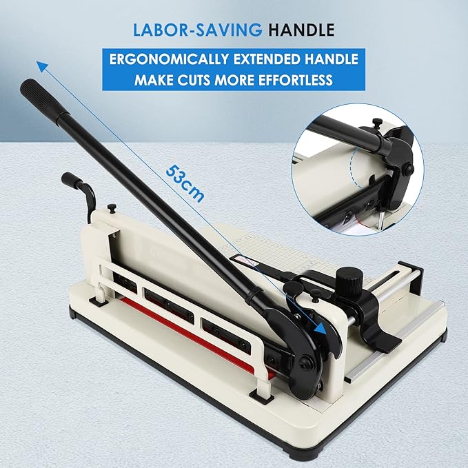 Heavy Duty Paper Cutter, 12" Guillotine Paper Cutter, Cortadora de Papel 500 Sheets Paper Trimmer with Double Safety Protection&Durable HSS Blade for Cutting Paper, Leather, PVC,Non-Woven Fabrics-DeskLoop Office