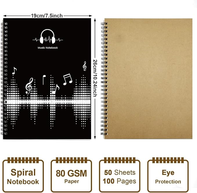 MAXCURY Blank Sheet Music Composition Manuscript Staff Paper Art Music Notebook - Image 2