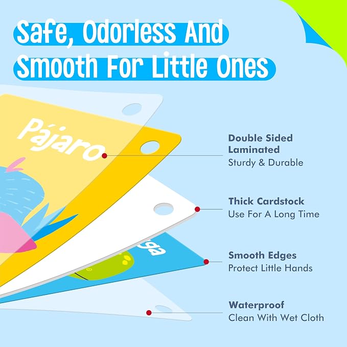 110 PCS Early Learning Flashcards, Double-Sided Spanish Cards- Alphabet - Image 3