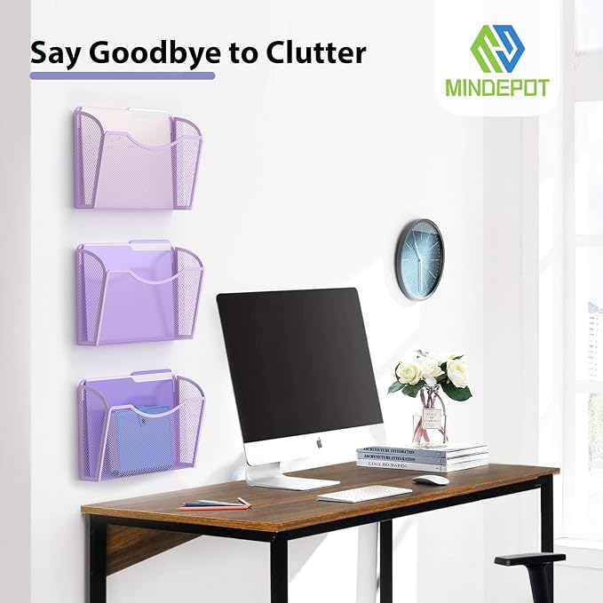 MINDEPOT Wall File Organizer, Hanging Wall Mounted File Folder Binder Holder - Image 5
