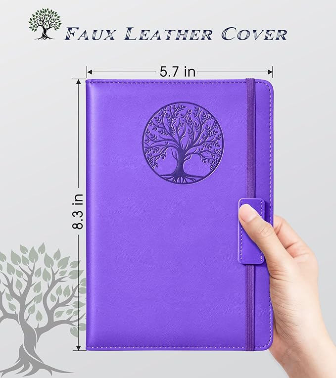 Lined Journal Notebook for Women Men,256 Pages A5 Hardcover Leather Journals for Writing,Travel,Business,Work & School,College Ruled Notebooks for Note Taking,Diary Notepad 5.7"×8.3" purple-DeskLoop Office