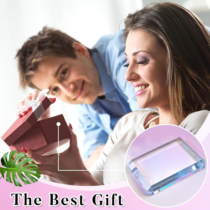 Seajan 4 Pcs Rectangular Glass Paperweight Clear Heavy Paper Weights Decorative - Image 5
