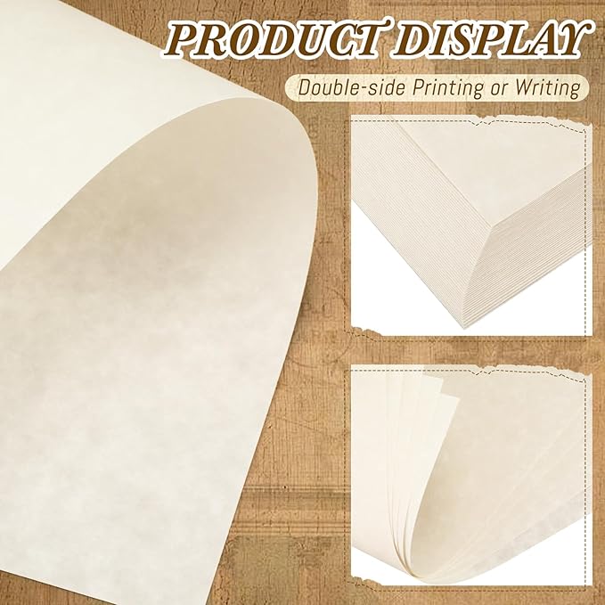 Epakh 200 Sheets Old Age Parchment Paper 8.5 x 11 Inch Standard Letter Vintage Colored Old Parchment Semblance Double Side Printing Paper(Light Gray)-DeskLoop Office