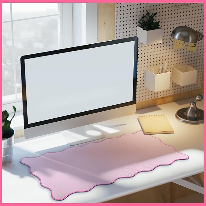 Hahafelt Scalloped Desk Mat Large Desk Pad Cute Coquette Table Mat Back to - Image 7
