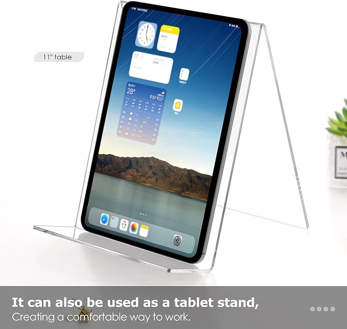 SANRUI 2 Pack Acrylic Book Display Stand 8x11 Inch, A4 Clear Easel Base Holder - Image 6