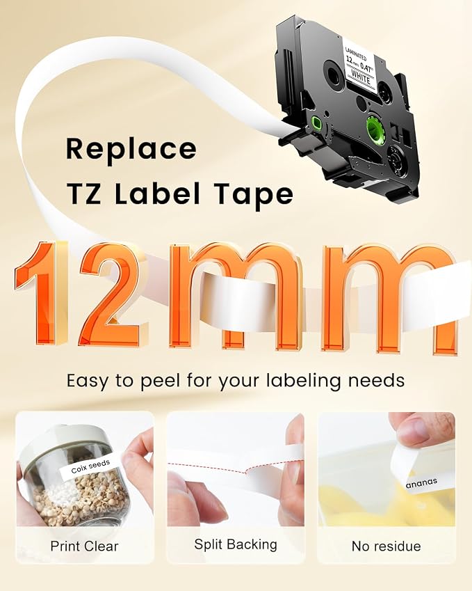 Colorty Replace for Brother Tape Cassette P Touch Label Tape 12 mm 0.47 - Image 2