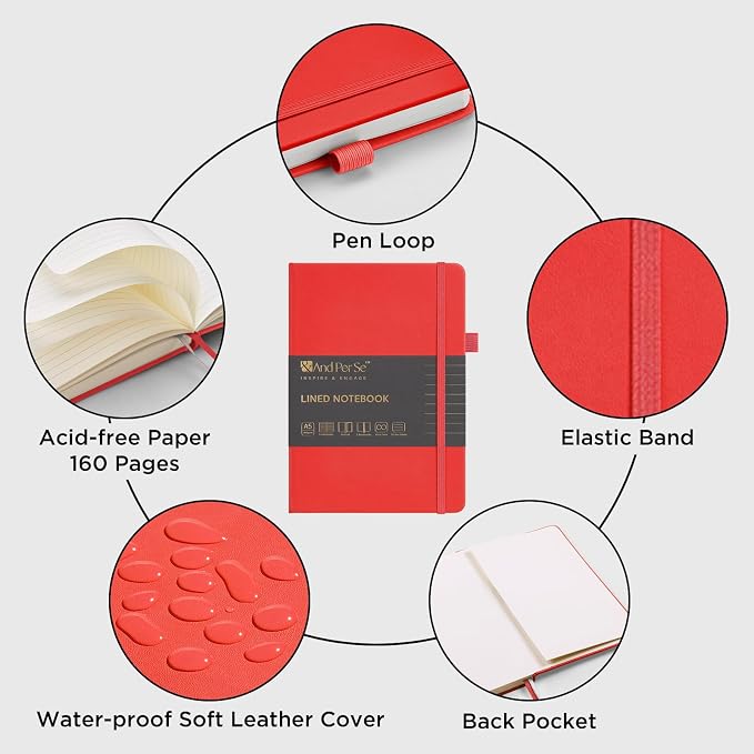 &And Per Se Lined Journal Notebook, 160 Pages, A5 5.7 x 8 inches College Ruled - Image 5