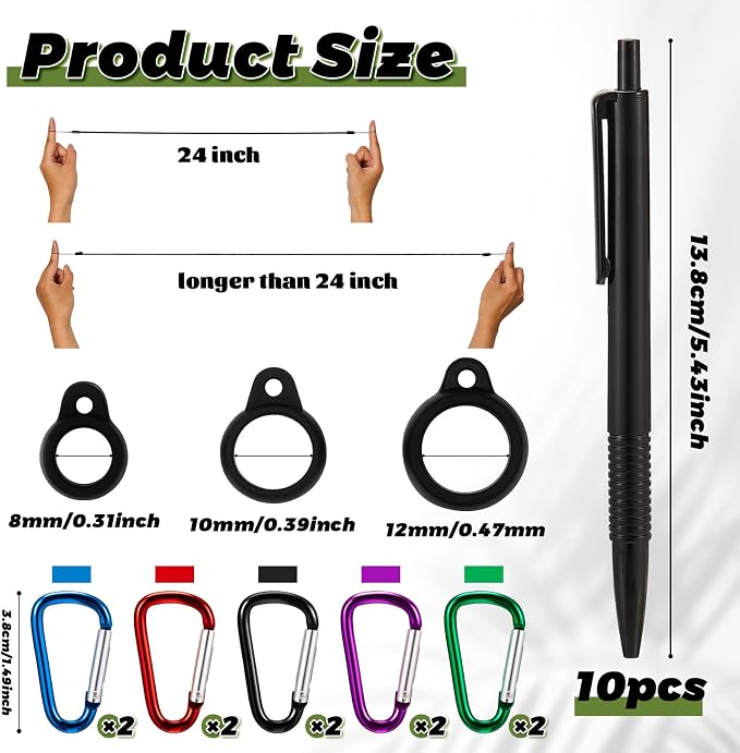 Lewtemi 10 Sets 24 Inch Pen Leash Pen Silicone Lanyard Holder - Image 2
