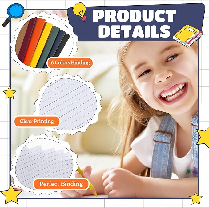 Henoyso 20 Pcs Primary Composition Notebook 9 3/4 x 7 1/2 Inch Kids Journal, Back to School Supplies, K-2 Primary Writing Notebook for Kids Student Draw and Write Story Journal (Jewel Tone Color)-DeskLoop Office