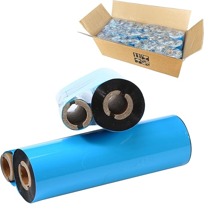 24 Rolls 4.33'' x 244' Premium Resin Enhanced Wax Ribbon, 110mm x 74m Black Thermal Transfer Ribbon, Desktop Barcode Thermal Label Printer Ribbons, 1/2'' Core, for Zebra GC, GK, GX, ZD & Eltron-DeskLoop Office