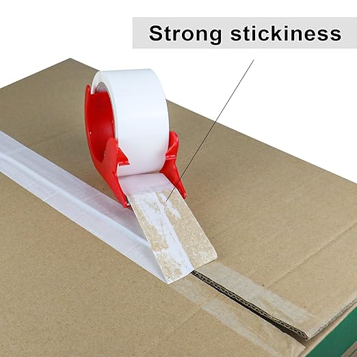 BOMEI PACK White Packing Tape with Dispenser, 2.4 Mil 1.88 Inch x 60 Yards, 6 Refills Rolls White Tape for Box Moving, Shipping and Packaging-DeskLoop Office
