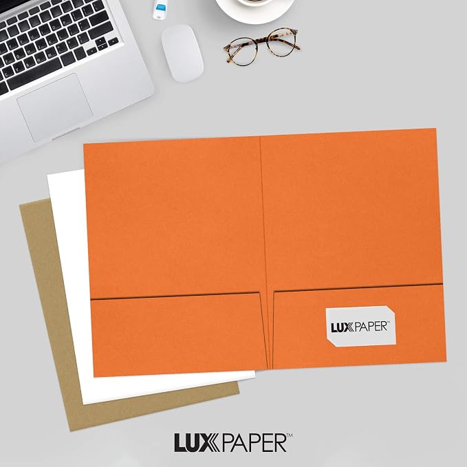 LUXPaper 9 x 12 Presentation Folders in 100 lb. Mandarin - Image 6