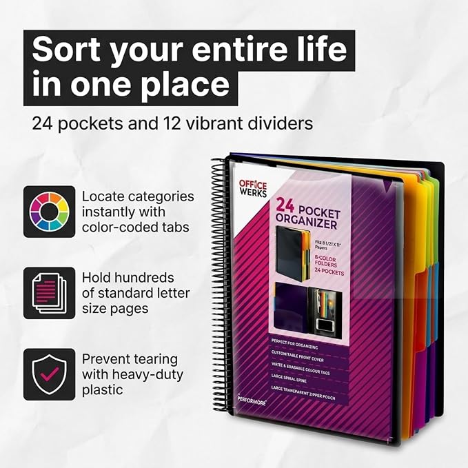 Performore 24 Pocket Spiral Project Organizer - Image 7