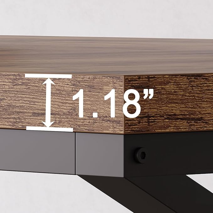HSH Large Rustic Brown Computer Desk, 78 Inch Extra Long Metal Wood Desk for Home Office, Two Person Executive Writing Study Gaming Desk Table, Bedroom Living Room PC Laptop Dual Monitor Desk-DeskLoop Office