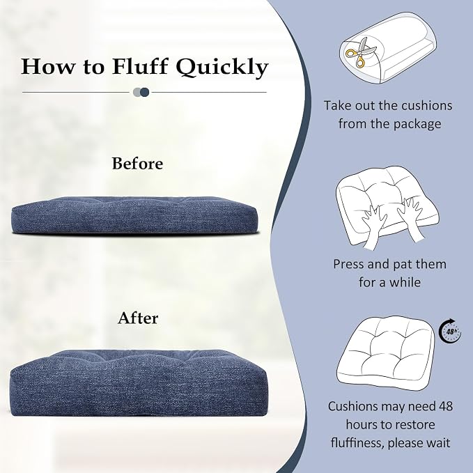 downluxe Chair Cushions for Dining Chairs 2 Pack, Tufted Indoor Chair Pads - Image 6
