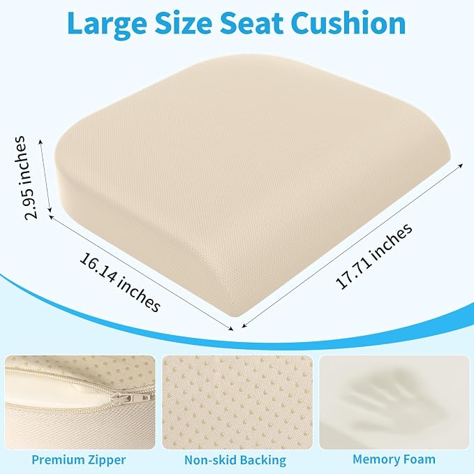 TranquilRelax Large Seat Cushion, Memory Foam Cushion - Image 3