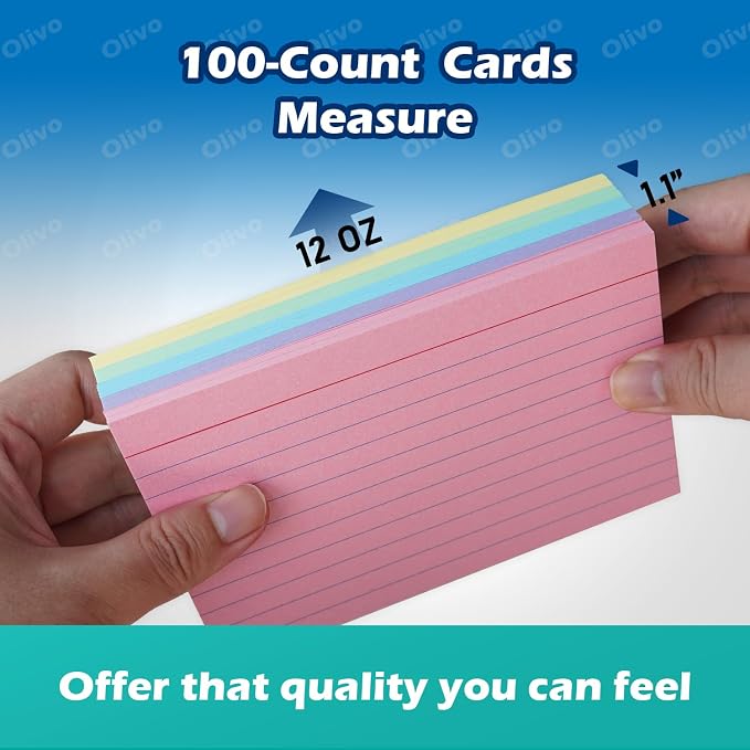 Colored Index Cards 4x6 Lined Ruled Flash Note Cards 100 Count, 5 Pastel Colors - Image 4