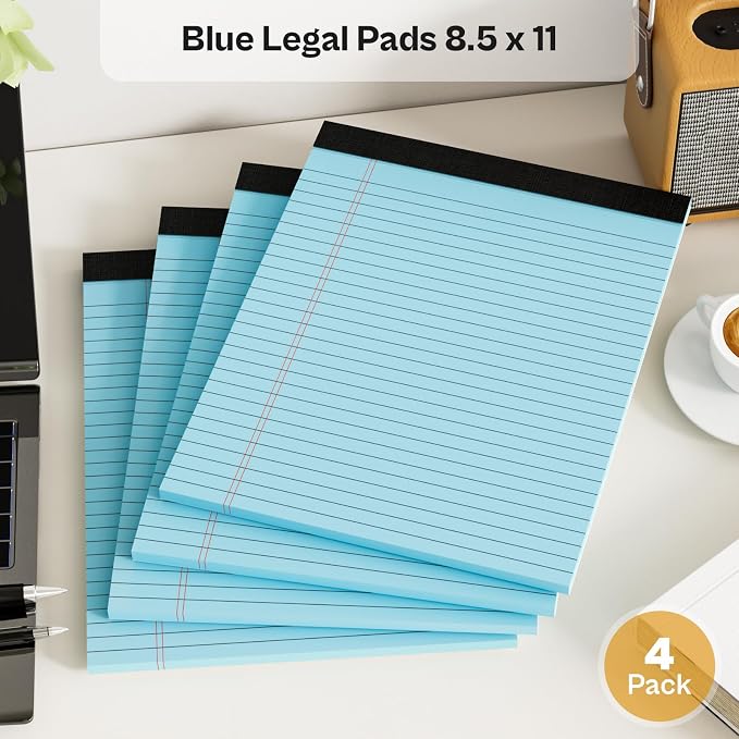 4 Pack Blue Legal Pads 8.5 x 11 Blue Note Pads 8.5 x 11 Notepad 8.5 x 11 Micro - Image 5