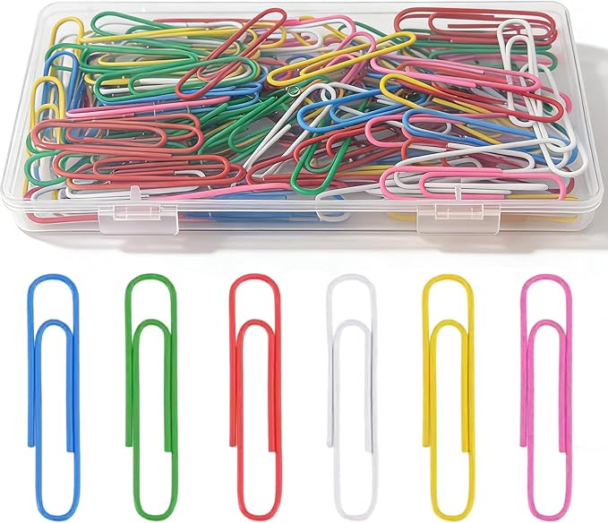 Paper Clips 100 Pcs 2 Inch Large Colorful Paperclips by CINHOLLIDEAGIFT