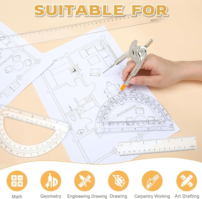 4 Pieces Geometry Math Set Compass - Image 4