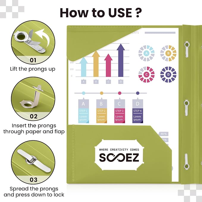 Sooez Folders with Pockets and Prong, 6 Pack, File Folders with Prongs - Image 5