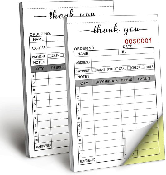 6 Pack Thank You Receipt Book, 3.4x5.5" Handheld 2-Part Carbonless Sales by Homvle