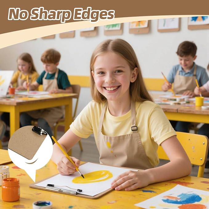 HappyHapi 24 Pack Clipboard 8.5 x 11 Letter Size Clip Boards Bulk, A4 Wooden - Image 2