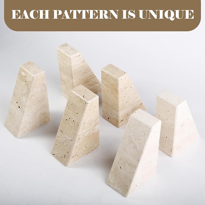 Karibiber Travertine Bookends for Heavy Books, Marble Decorative Bookends for - Image 6
