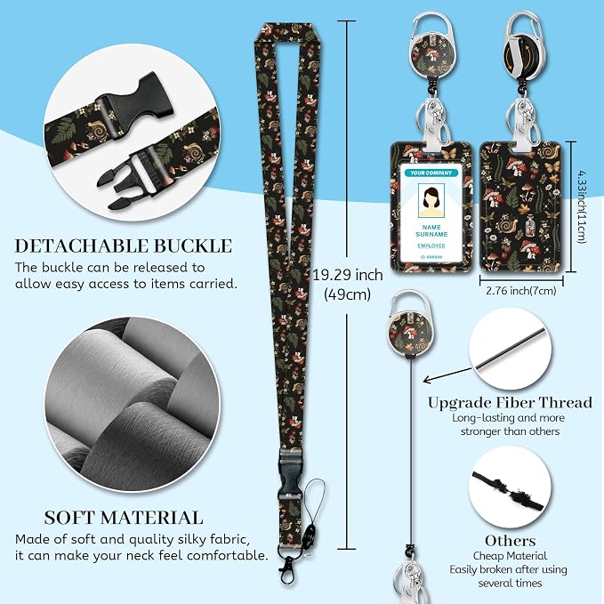 Hancynir Mushroom Lanyards for Id Badges, Cute Badge Holder - Image 4