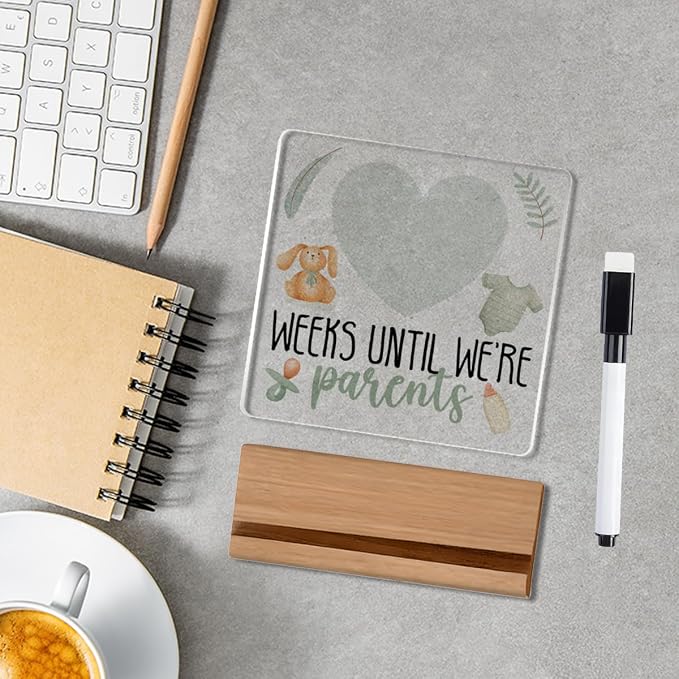 Baby Announcement Gifts for New Parents, Funny Baby Countdown Weeks Acrylic Sign - Image 4