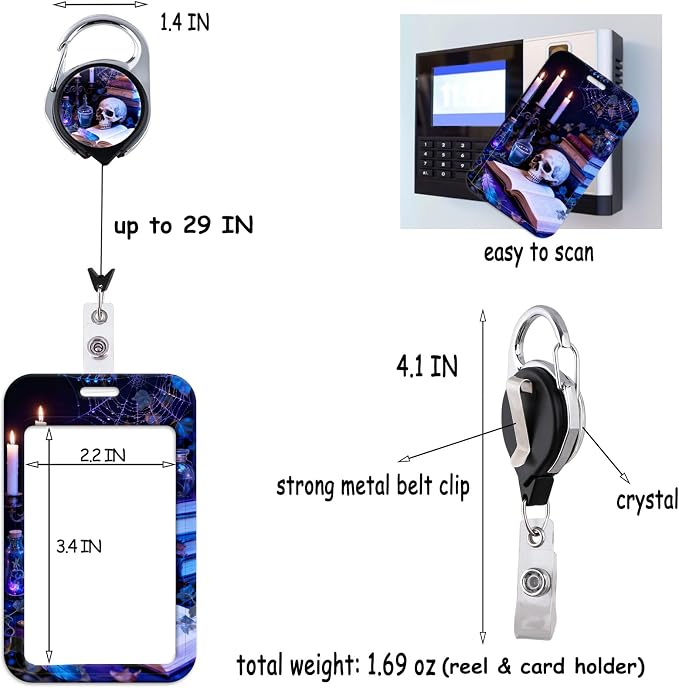Blue ID Badge Holder Solid Heavy Duty Keychain Retractable Badge Reel ID Holder - Image 5