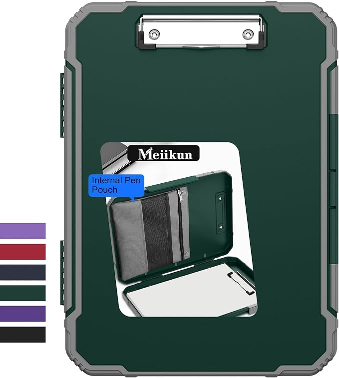 Meiikun Clipboard with Storage, Rugged Shockproof Protective, Internal Pen by Meiikun