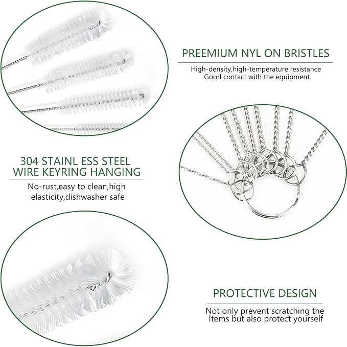 CiaraQ Bottle Cleaning Brushes, 8 Inch Nylon Tube Brush Set | White Cleaner - Image 4