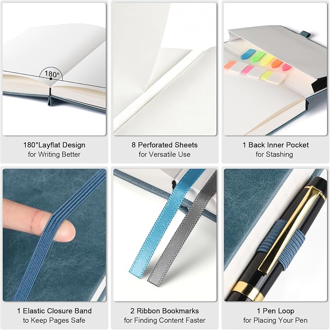 5 Pack Blank Journal Notebooks Bulk, Hardcover A5 Sketchbook, 320 Pages No - Image 5