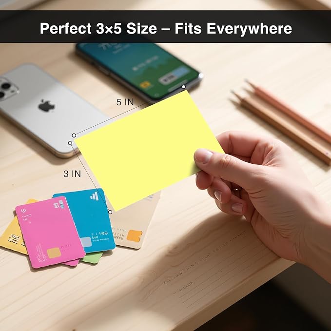 300 Count Blank Index Cards 3x5 Inch Yellow Flash Cards Colored Cardstock - Image 4