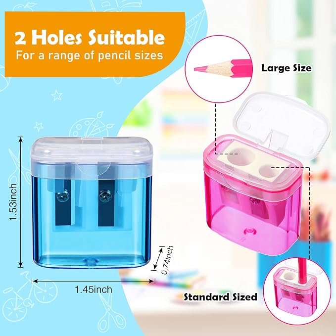 Tenare 120 Pcs Back to School Pencil Sharpeners Manual Double Hole Pencil - Image 2