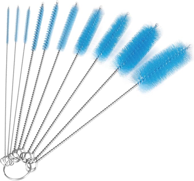 CiaraQ Bottle Cleaning Brushes, 8 Inch Nylon Tube Brush Set | Blue Cleaner by CiaraQ