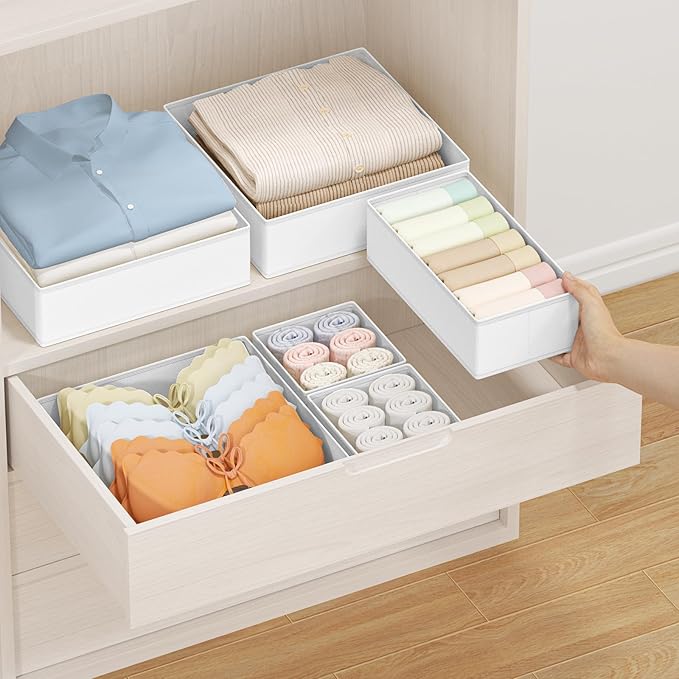 DIMJ Drawer Organizer Clothes Storage - 24 Pack Baby Dresser Organizer for Nursery, Small Fabric Closet Drawer Organizer Bins for Underwears Socks, Foldable Storage Dividers Organization for Bedroom-DeskLoop Office
