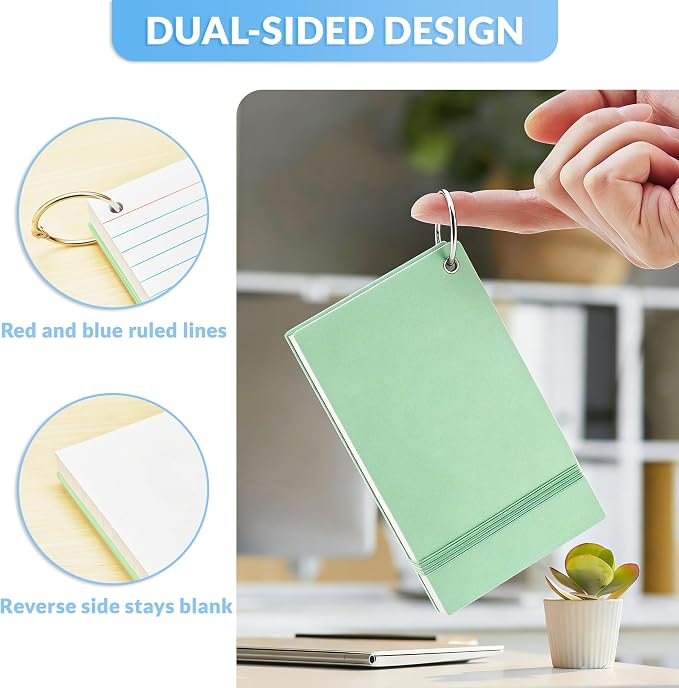 NEEWAY Ruled Index Cards with Ring 3x5 Inches, Flash Cards with Rings - Image 3