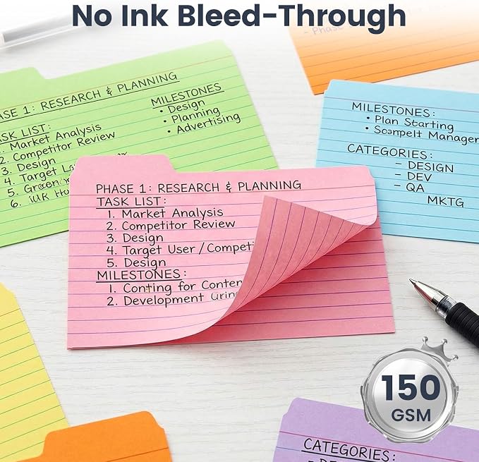 Koogel Index Cards 3x5, Dividers Notecards Memo Scratch Pad - Image 3