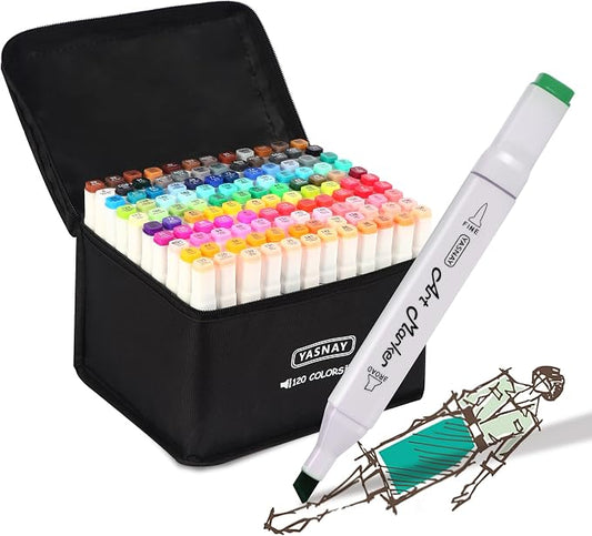 YASNAY Alcohol Markers, 120 Colors Dual Tip Art Marker, Drawing Markers by YASNAY