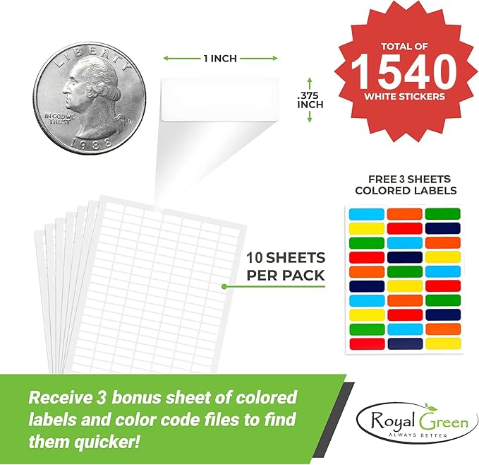 White Rectangular Labels + Bonus Color Stickers - Image 2