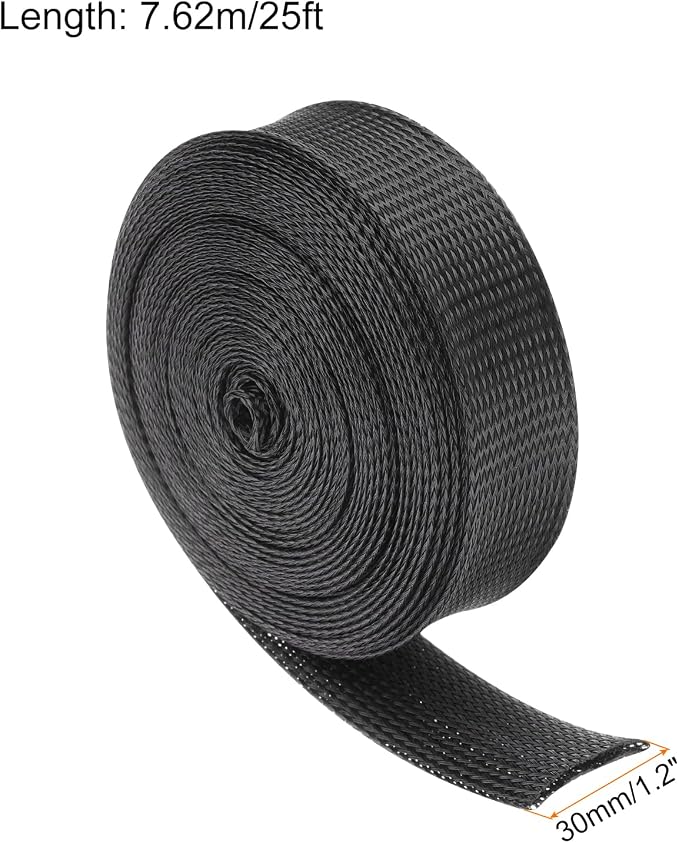 25ft PET Expandable Wire Loom 1.2 inch, PET Braided Wire Sleeving Cable - Image 2