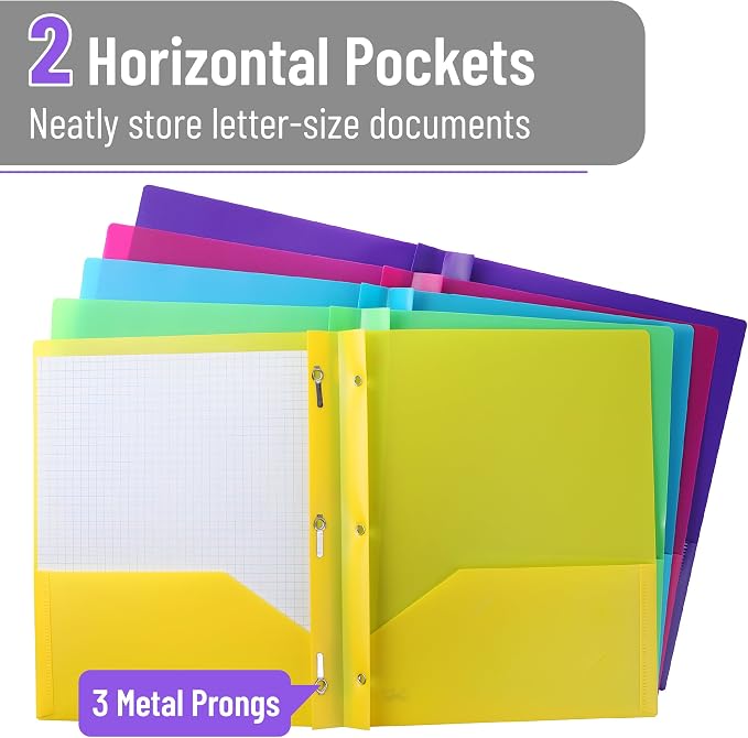 Mr. Pen- Plastic Folders with Pockets and Prongs, 20 Pack, Letter Size | - Image 3