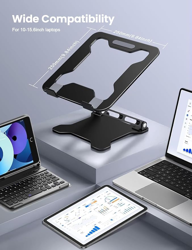 LOXP Adjustable Laptop Stand for Desk, Metal Foldable Laptop Riser Holder - Image 7