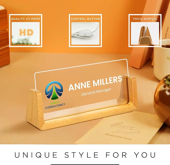 Personalized Light Up Desk Name Plate, Custom LED Acrylic Name Plate - Image 8