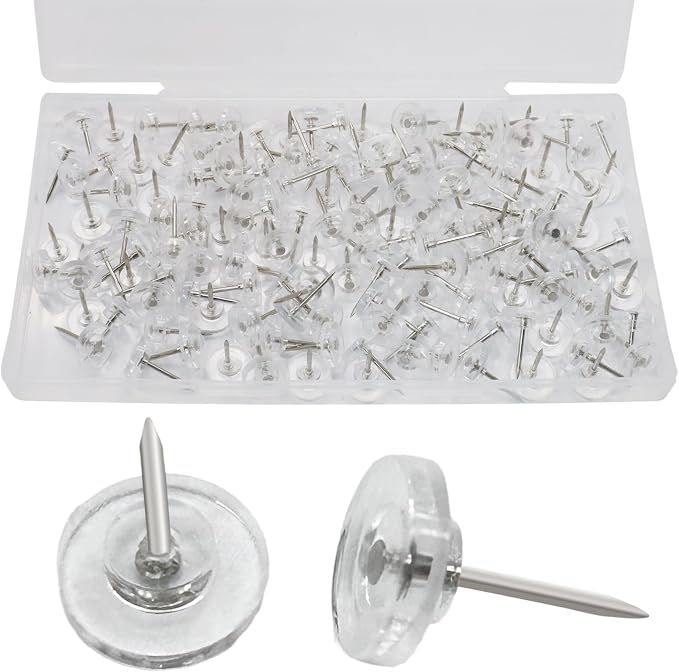Biaungdo 150 Pcs Clear Flat Push Pins, Plastic Round Head Thumb Tacks by Biaungdo