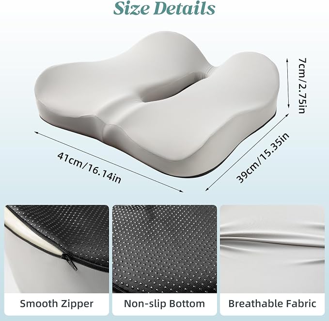 SheRest Seat Cushion, Ergonomic Memory Foam Cooling Cushion, Pressure Relief - Image 3