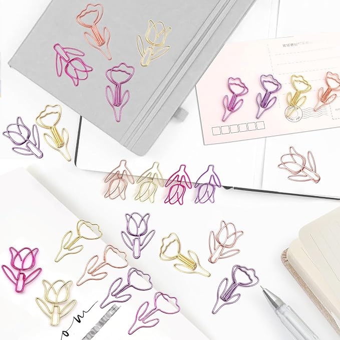 80 Pcs Cute Flower Paper Clips Set, Floral Paper Clips - Image 4